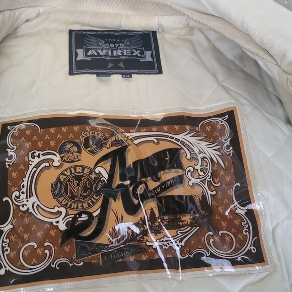 VINTAGE AVIREX New York leather Varsity Jacket Hip Hop 1990s US MEN'S Size 6XL - Picture 12 of 14
